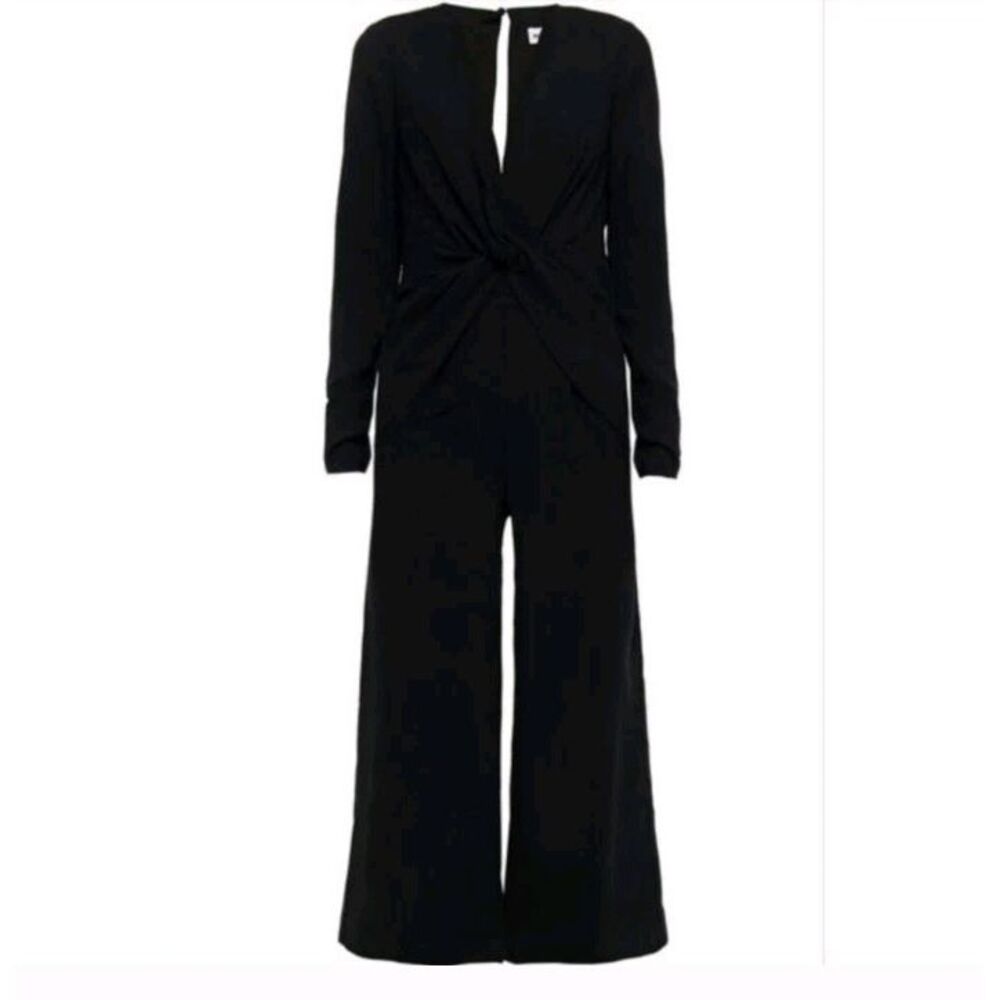 Self- Portrait- Black Twist Front Cropped‎ Crepe Jumpsuit Classic Elegant Size 6
